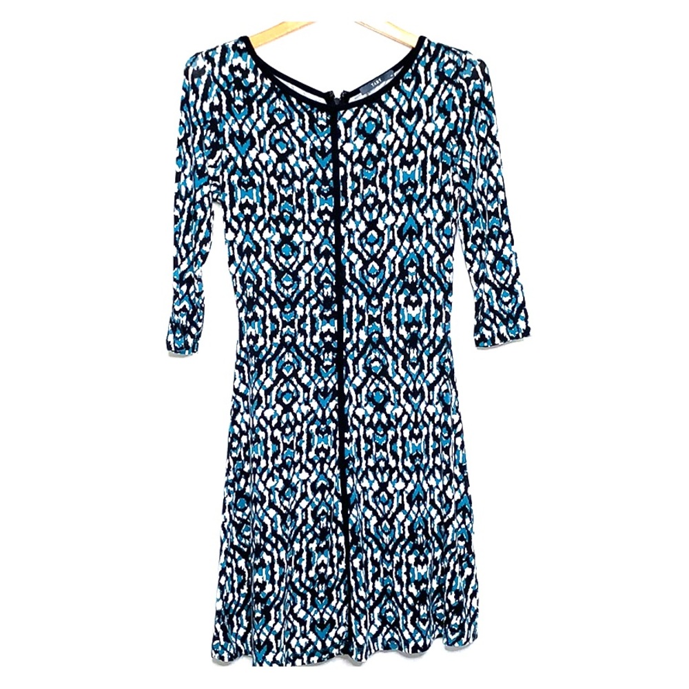 TART • Ikat Black Teal Modal Jersey Stretch Dress - Picture 1 of 8